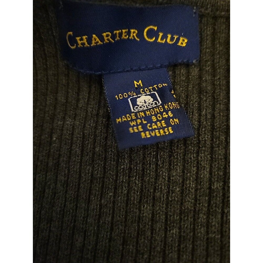 Charter Club Macys Cotton Ribbed Sweater V Neck Button Front Long Sleeve M - Picture 4 of 5